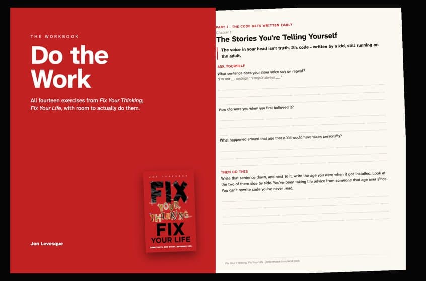 The Do the Work workbook: cover and the chapter 1 exercise page