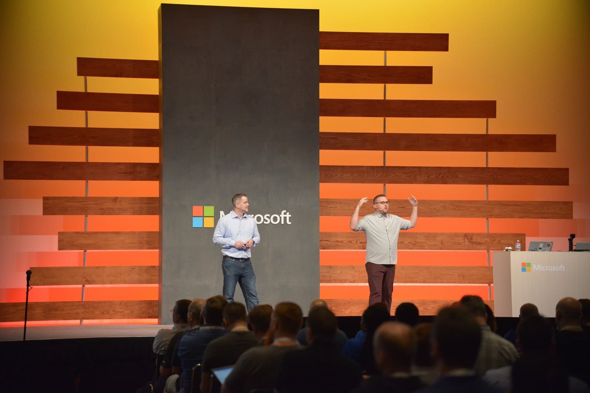 On stage at Microsoft